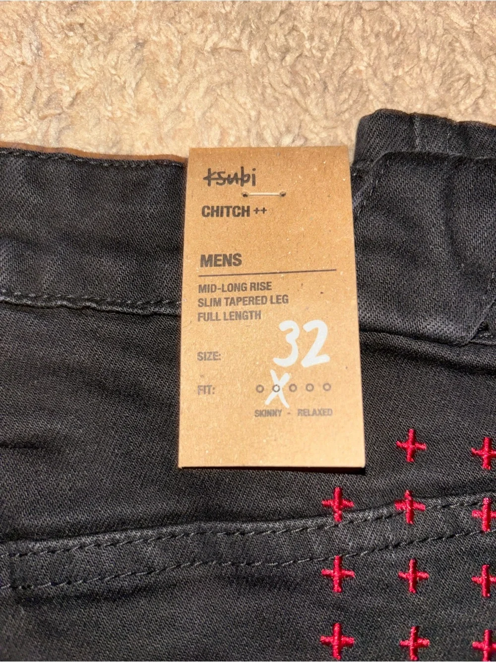 Ksubi Black Skinny Jeans with Red Logo